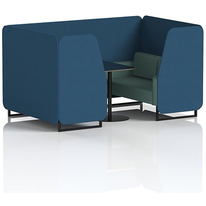 Brixworth 4 Seater Booth with Table, Black Legs, Black Table, Sumi Fabric, Uto Panels And Handa Sofa