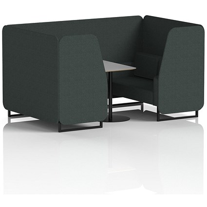 Brixworth 4 Seater Booth with Table, Black Legs, Grey/Black Table, Rivet Fabric, Charcoal Panels And Sofa