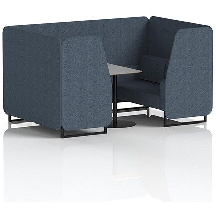 Brixworth 4 Seater Booth with Table, Black Legs, Grey/Black Table, Rivet Fabric, Crucible Panels And Sofa
