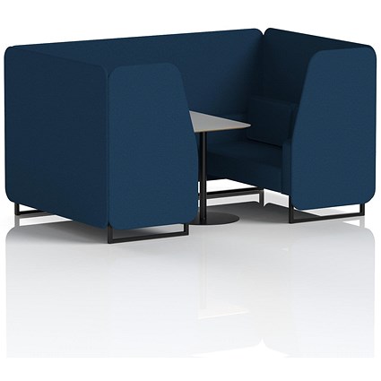 Brixworth 4 Seater Booth with Table, Black Legs, Grey/Black Table, X2 Fabric, Calculus Panels And Sofa