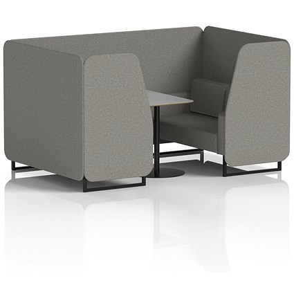 Brixworth 4 Seater Booth with Table, Black Legs, Grey/Black Table, X2 Fabric, Number Panels And Sofa