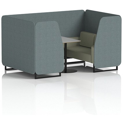 Brixworth 4 Seater Booth with Table, Black Legs, Grey/Black Table, Main Line Flax Fabric, Westminster Panels And Newbury Sofa