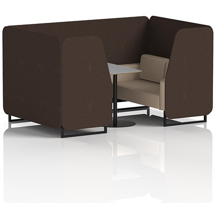 Brixworth 4 Seater Booth with Table, Black Legs, Grey/Black Table, Synergy Fabric, Wed Panels And Affix Sofa