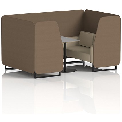 Brixworth 4 Seater Booth with Table, Black Legs, Grey/Black Table, Sumi Fabric, Osaka Panels And Zen Sofa