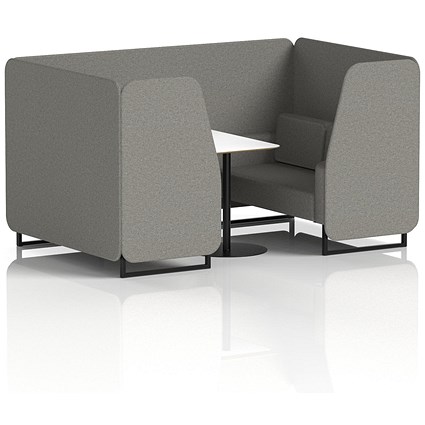 Brixworth 4 Seater Booth with Table, Black Legs, White/Black Table, X2 Fabric, Number Panels And Sofa