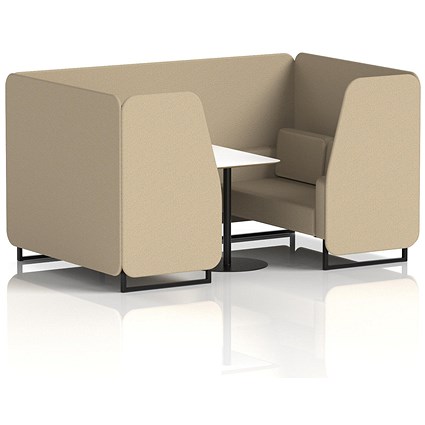 Brixworth 4 Seater Booth with Table, Black Legs, White/Black Table, Main Line Flax Fabric, Upminster Panels And Sofa Brixworth 4 Seater Booth with Table, Black Legs, White/Black Table, Main Line Flax Fabric, Upminster Panels And Sofa