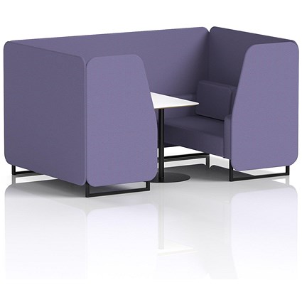 Brixworth 4 Seater Booth with Table, Black Legs, White/Black Table, Synergy Fabric, Order Panels And Sofa
