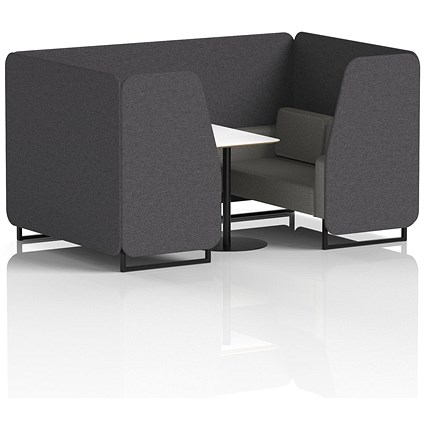 Brixworth 4 Seater Booth with Table, Black Legs, White/Black Table, X2 Fabric, Arithmetic Panels And Number Sofa