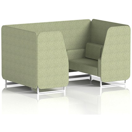 Brixworth 4 Seater Booth, White Legs, Rivet Fabric, Burnish Panels And Sofa