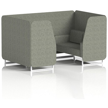Brixworth 4 Seater Booth, White Legs, Rivet Fabric, Vitreous Panels And Sofa
