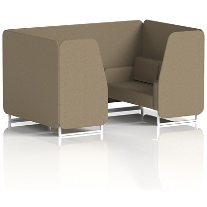 Brixworth 4 Seater Booth, White Legs, Main Line Flax Fabric, Bank Panels And Sofa