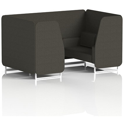 Brixworth 4 Seater Booth, White Legs, Main Line Flax Fabric, Temple Panels And Sofa