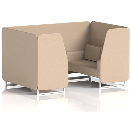 Brixworth 4 Seater Booth, White Legs, Synergy Fabric, Affix Panels And Sofa