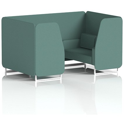 Brixworth 4 Seater Booth, White Legs, Sumi Fabric, Handa Panels And Sofa