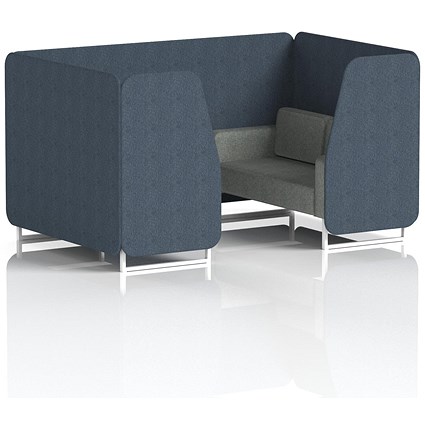 Brixworth 4 Seater Booth, White Legs, Rivet Fabric, Crucible Panels And Prime Sofa