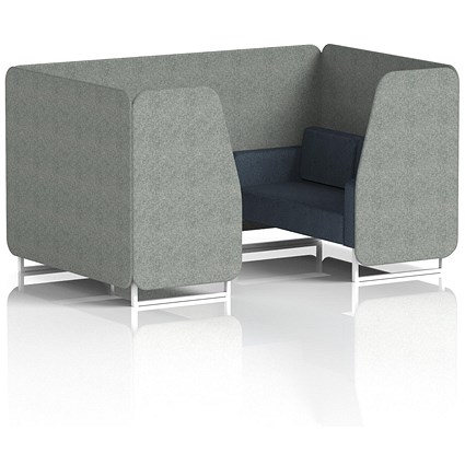 Brixworth 4 Seater Booth, White Legs, Rivet Fabric, Prime Panels And Crucible Sofa