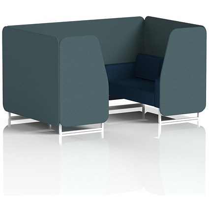 Brixworth 4 Seater Booth, White Legs, X2 Fabric, Polygon Panels And Calculus Sofa