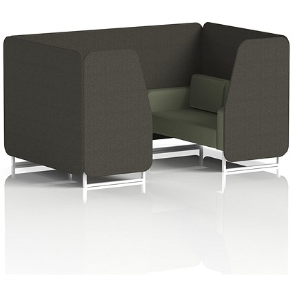 Brixworth 4 Seater Booth, White Legs, Main Line Flax Fabric, Temple Panels And Monument Sofa
