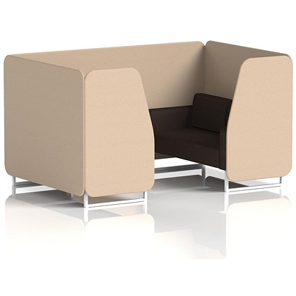 Brixworth 4 Seater Booth, White Legs, Synergy Fabric, Affix Panels And Wed Sofa