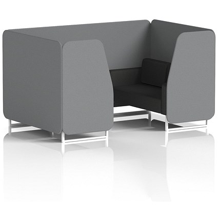 Brixworth 4 Seater Booth, White Legs, Synergy Fabric, Partner Panels And Mix Sofa