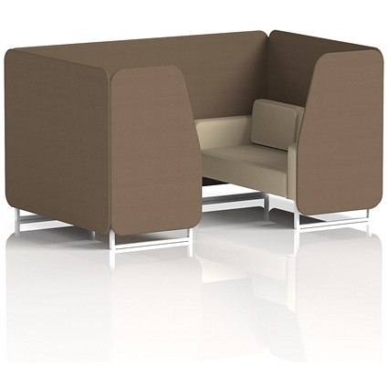 Brixworth 4 Seater Booth, White Legs, Sumi Fabric, Osaka Panels And Zen Sofa
