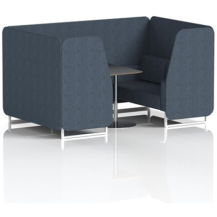 Brixworth 4 Seater Booth with Table, White Legs, Black/Silver Table, Rivet Fabric, Crucible Panels And Sofa
