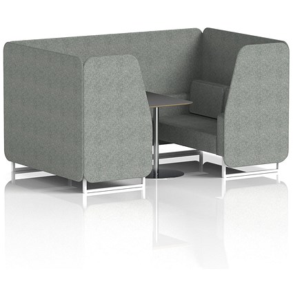 Brixworth 4 Seater Booth with Table, White Legs, Black/Silver Table, Rivet Fabric, Prime Panels And Sofa
