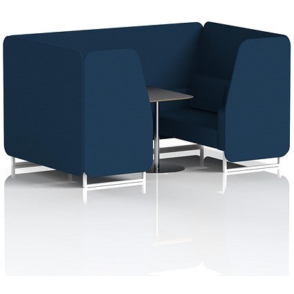 Brixworth 4 Seater Booth with Table, White Legs, Black/Silver Table, X2 Fabric, Calculus Panels And Sofa