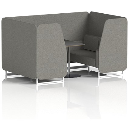 Brixworth 4 Seater Booth with Table, White Legs, Black/Silver Table, X2 Fabric, Number Panels And Sofa