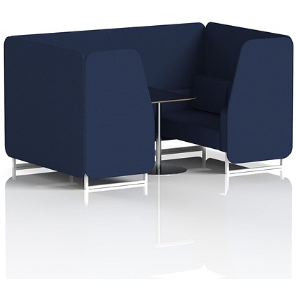 Brixworth 4 Seater Booth with Table, White Legs, Black/Silver Table, Synergy Fabric, Alike Panels And Sofa