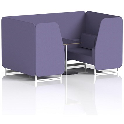 Brixworth 4 Seater Booth with Table, White Legs, Black/Silver Table, Synergy Fabric, Order Panels And Sofa