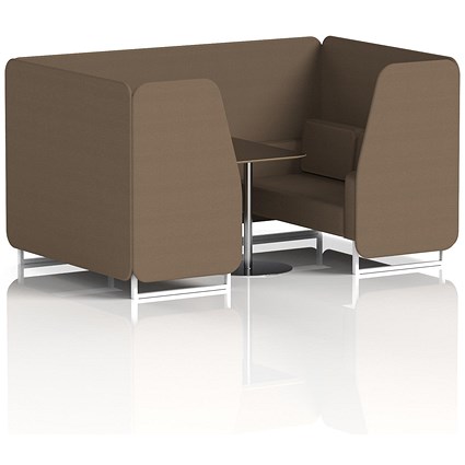 Brixworth 4 Seater Booth with Table, White Legs, Black/Silver Table, Sumi Fabric, Osaka Panels And Sofa