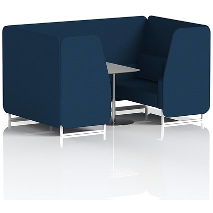 Brixworth 4 Seater Booth with Table, White Legs, Grey/Silver Table, X2 Fabric, Calculus Panels And Sofa