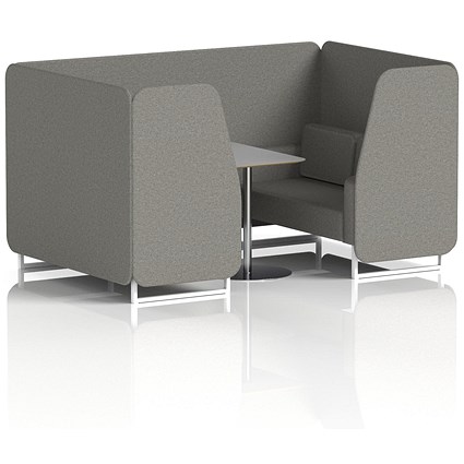Brixworth 4 Seater Booth with Table, White Legs, Grey/Silver Table, X2 Fabric, Number Panels And Sofa