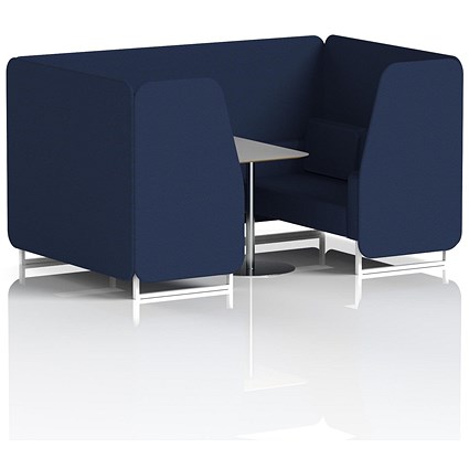 Brixworth 4 Seater Booth with Table, White Legs, Grey/Silver Table, Synergy Fabric, Alike Panels And Sofa