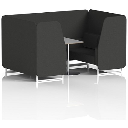 Brixworth 4 Seater Booth with Table, White Legs, Grey/Silver Table, Synergy Fabric, Mix Panels And Sofa