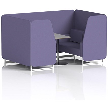 Brixworth 4 Seater Booth with Table, White Legs, Grey/Silver Table, Synergy Fabric, Order Panels And Sofa