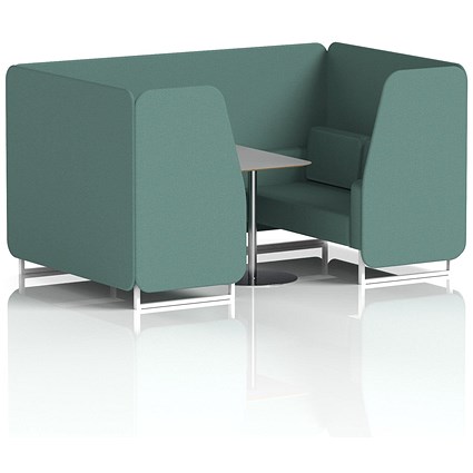 Brixworth 4 Seater Booth with Table, White Legs, Grey/Silver Table, Sumi Fabric, Handa Panels And Sofa