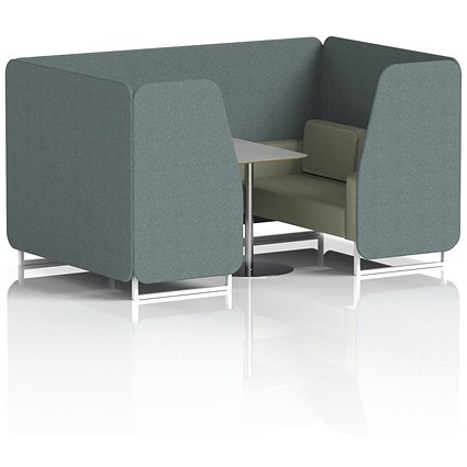 Brixworth 4 Seater Booth with Table, White Legs, Grey/Silver Table, Main Line Flax Fabric, Westminster Panels And Newbury Sofa