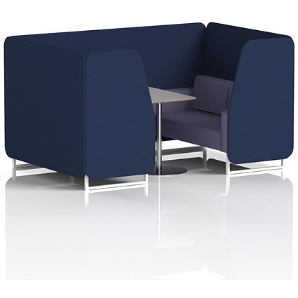 Brixworth 4 Seater Booth with Table, White Legs, Grey/Silver Table, Synergy Fabric, Alike Panels And Order Sofa