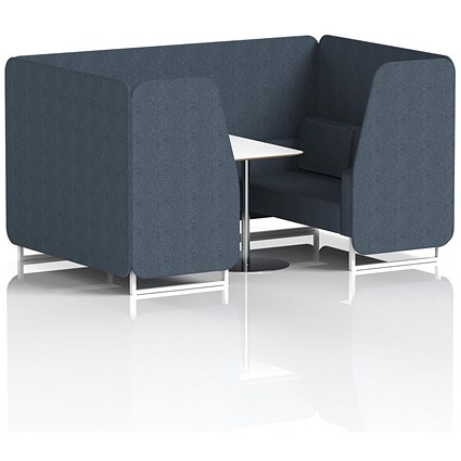 Brixworth 4 Seater Booth with Table, White Legs, White/Silver Table, Rivet Fabric, Crucible Panels And Sofa