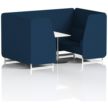 Brixworth 4 Seater Booth with Table, White Legs, White/Silver Table, X2 Fabric, Calculus Panels And Sofa