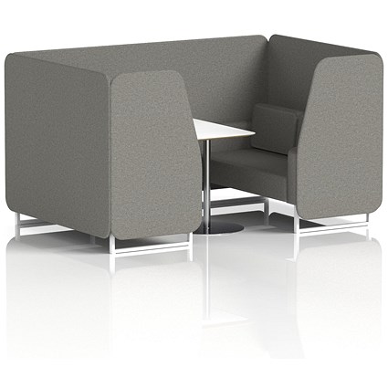 Brixworth 4 Seater Booth with Table, White Legs, White/Silver Table, X2 Fabric, Number Panels And Sofa