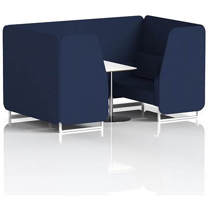 Brixworth 4 Seater Booth with Table, White Legs, White/Silver Table, Synergy Fabric, Alike Panels And Sofa