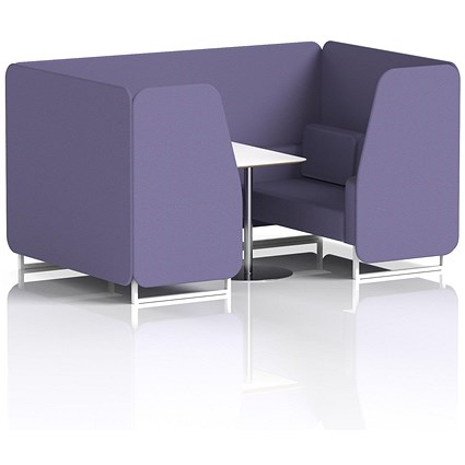 Brixworth 4 Seater Booth with Table, White Legs, White/Silver Table, Synergy Fabric, Order Panels And Sofa