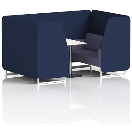 Brixworth 4 Seater Booth with Table, White Legs, White/Silver Table, Synergy Fabric, Alike Panels And Order Sofa