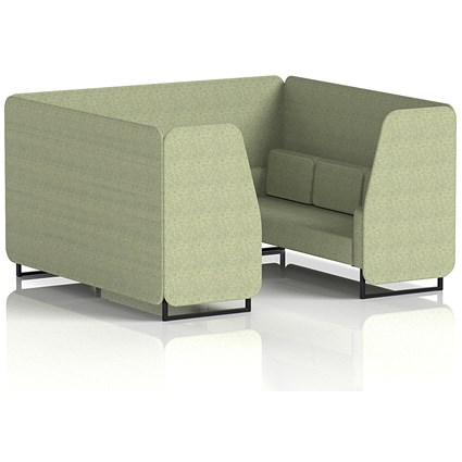 Brixworth 6 Seater Booth, Black Legs, Rivet Fabric, Burnish Panels And Sofa