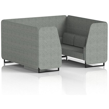 Brixworth 6 Seater Booth, Black Legs, Rivet Fabric, Prime Panels And Sofa