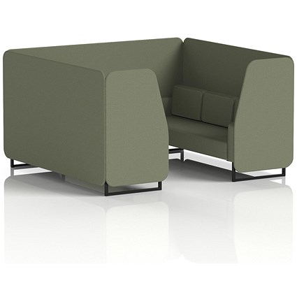 Brixworth 6 Seater Booth, Black Legs, Main Line Flax Fabric, Monument Panels And Sofa