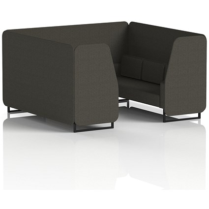 Brixworth 6 Seater Booth, Black Legs, Main Line Flax Fabric, Temple Panels And Sofa